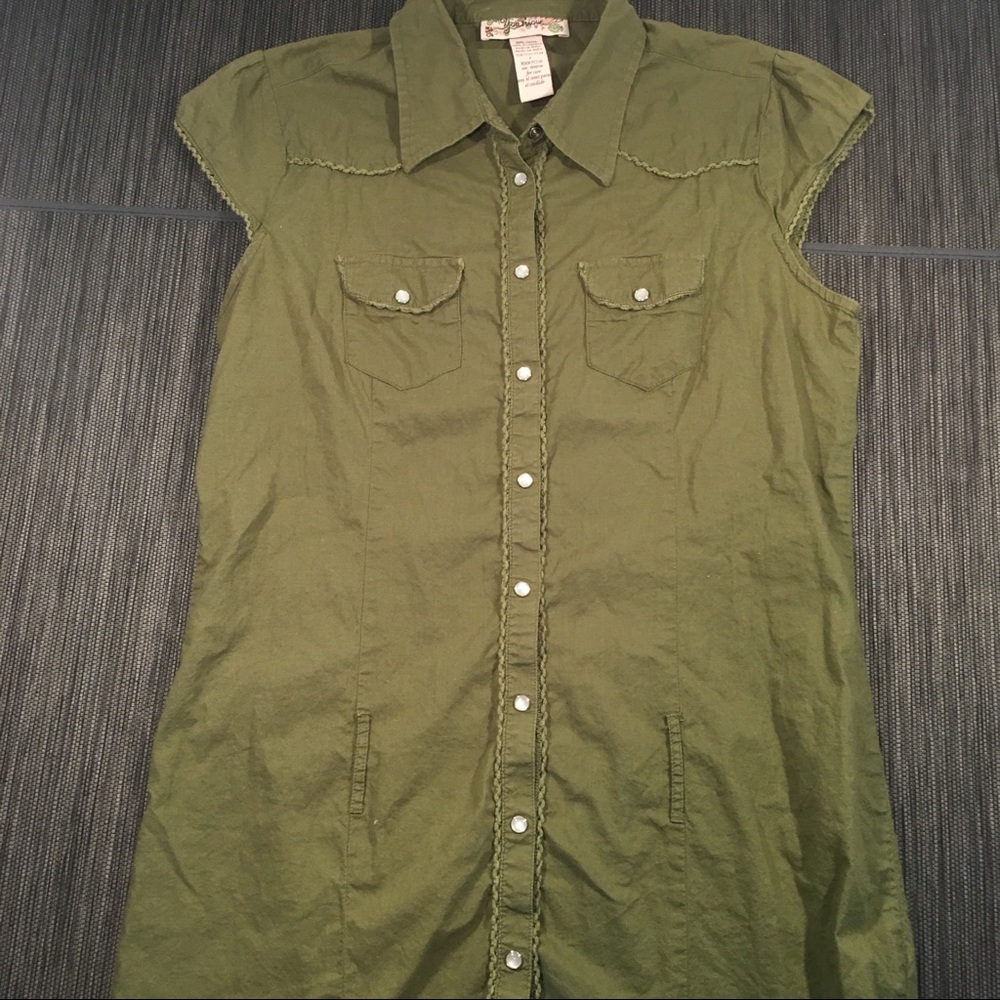 Green sleeveless Tunic/Shirt dress - Large